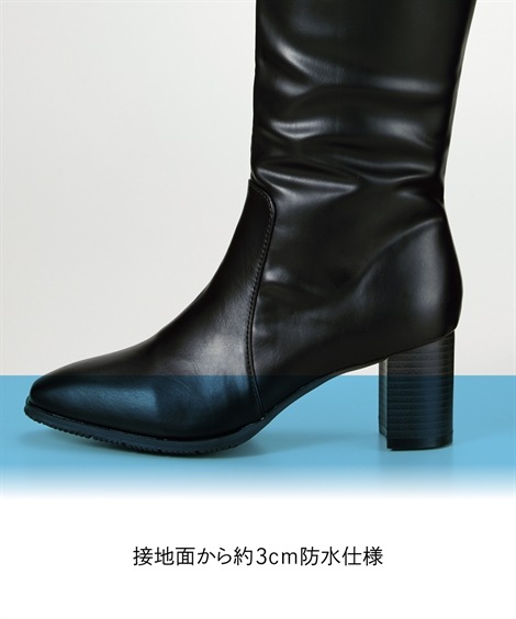 ショート・ノーマル 防水・防滑スクエアトゥストレッチロングブーツ ワイズ３Ｅ 選べる筒幅 制菌・消臭中敷