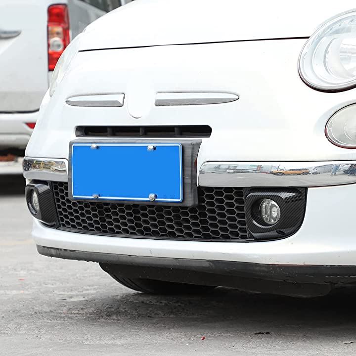 フロント フォグ ライト トリム リング FIAT 500 2011-2019 に適合 2個( 炭素繊維パターン) フロント フォグ ライト トリム リング FIAT 500 2011-2019 に適合 2個( 炭素繊維パターン)
