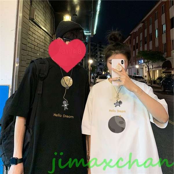 新品　【2枚セット】カップル ペアtシャツ 半袖 夏服 ペアルック tシャツ 夫婦お揃い リンクコーデ 可愛い おしゃれ カップル ペアルック Tシャツ メンズ