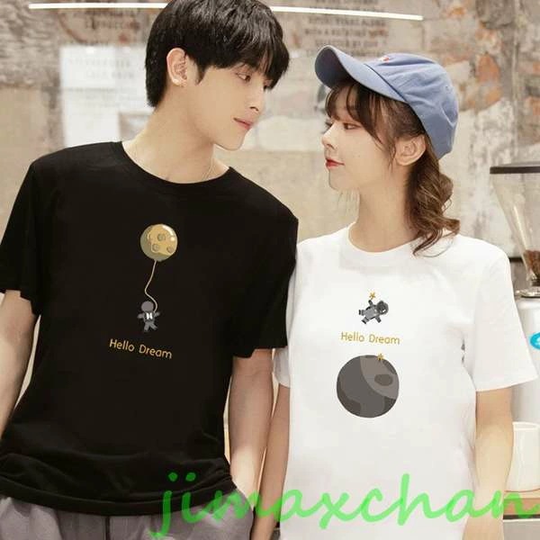 新品　【2枚セット】カップル ペアtシャツ 半袖 夏服 ペアルック tシャツ 夫婦お揃い リンクコーデ 可愛い おしゃれ カップル ペアルック Tシャツ メンズ