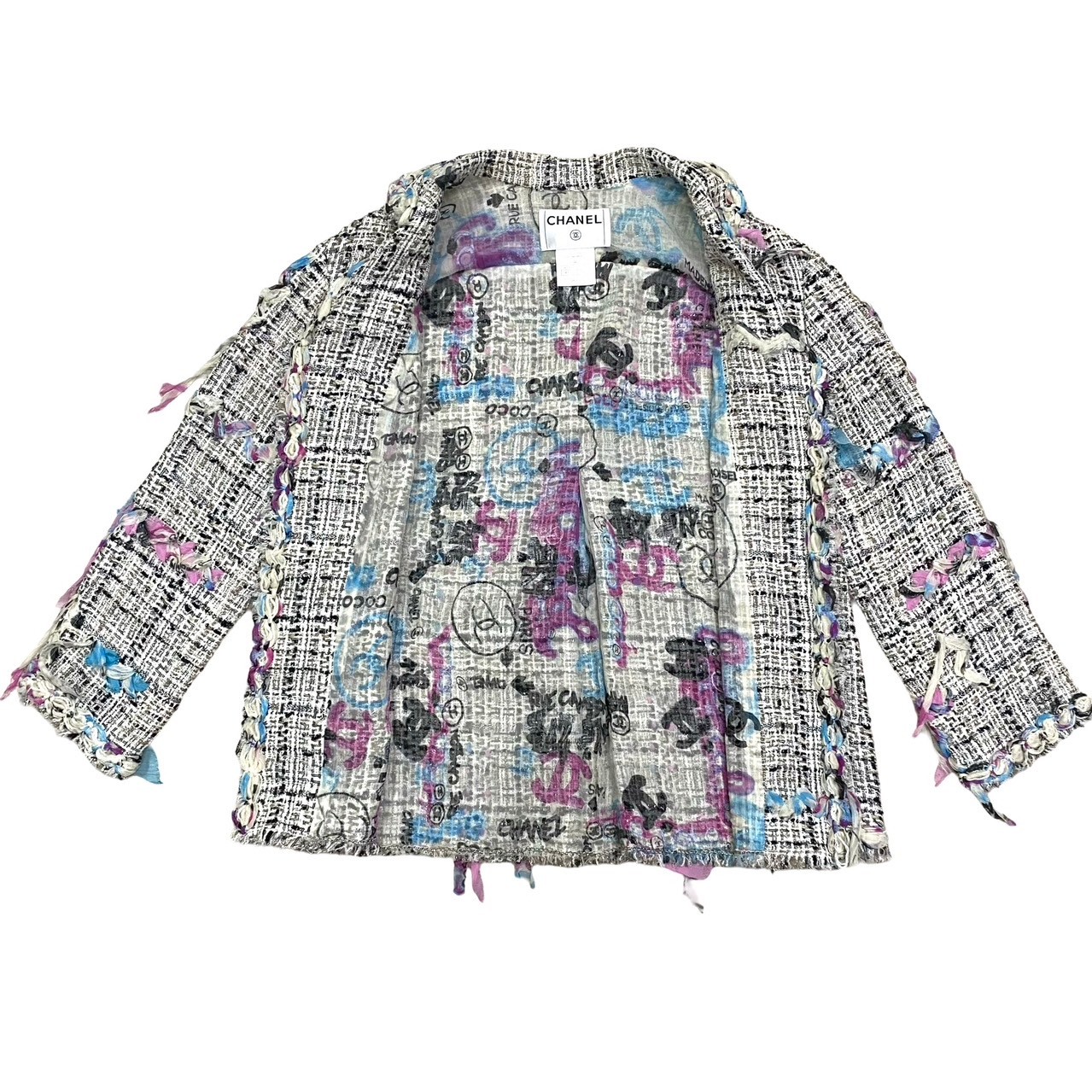 ツイード ココマークテーラードジャケット コットン ナイロン レーヨン ホワイト 67987 ツイード ココマークテーラードジャケット コットン ナイロン レーヨン ホワイト 67987