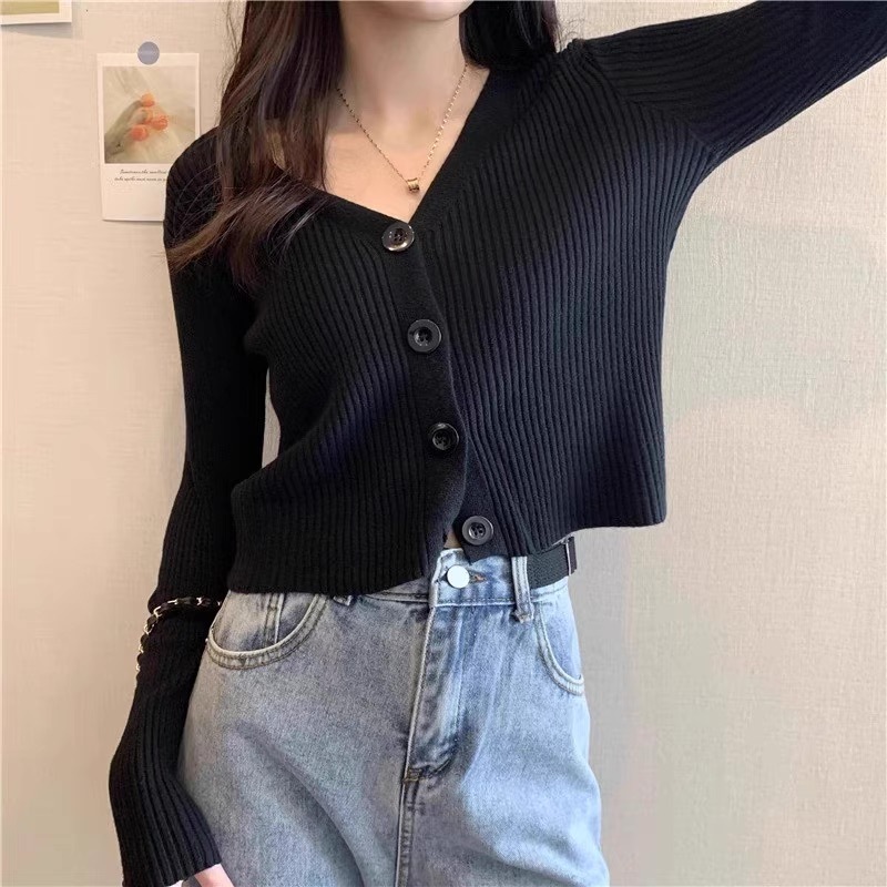 レディース トップス ニット カーディガン 羽織 前開き ショート 長袖 Vネック ハイウエスト かわいい 大人可愛い きれいめ シンプル カジュアル おしゃれ こなれ感 ガーリー エレガント