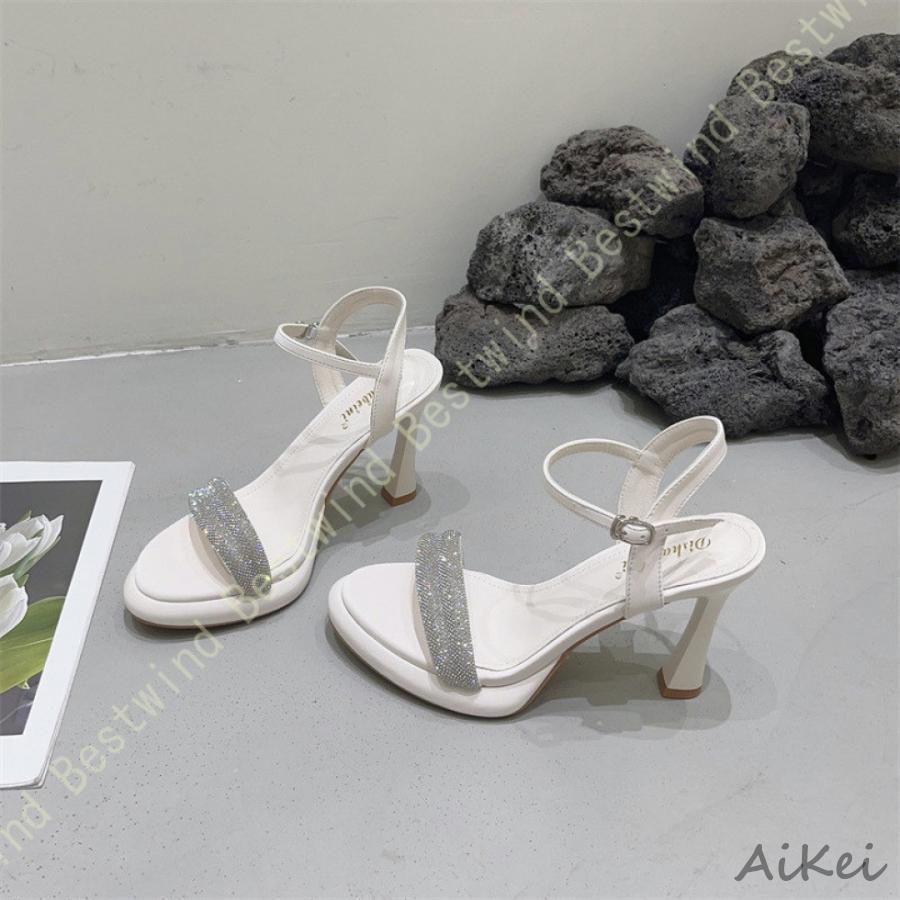 サンダル レディース ハイヒール 10センチ シンプル アンクルストラップ フラワー 可愛い 美脚 脚長効果 歩きやすい ピンヒール 春 夏 ビジュー 女性 大人