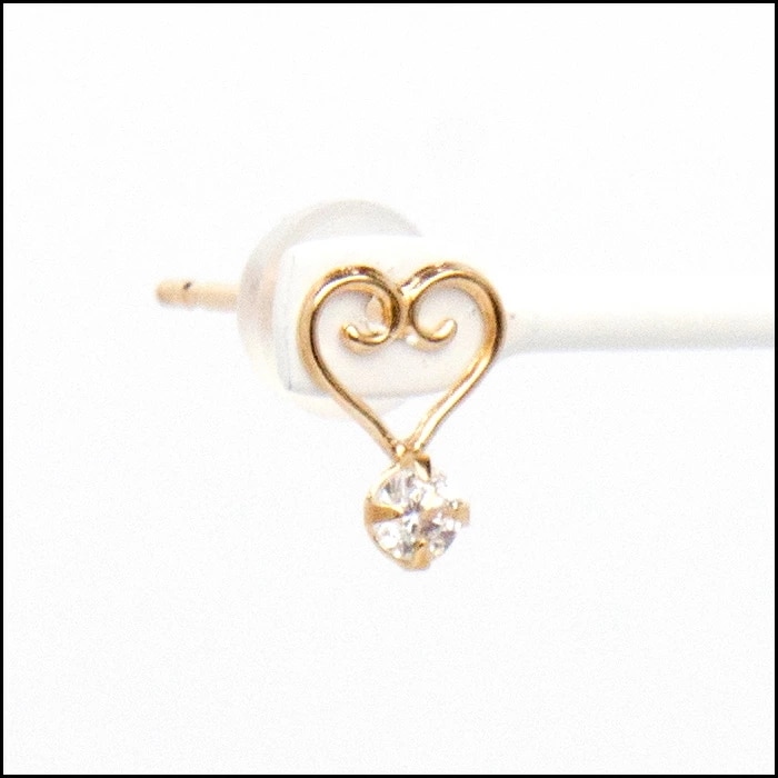 キュービックジルコニア ハート ピアス K10 華奢 ダイヤ ゴールド イエローゴールド 誕生石 4月 キュービックジルコニア ハート ピアス K10 華奢 ダイヤ ゴールド イエローゴールド 誕生石 4月