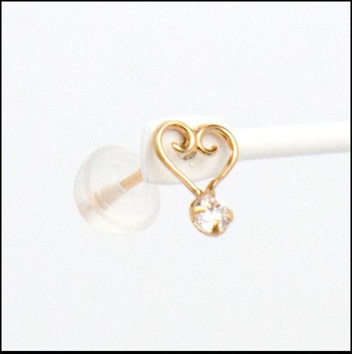 キュービックジルコニア ハート ピアス K10 華奢 ダイヤ ゴールド イエローゴールド 誕生石 4月 キュービックジルコニア ハート ピアス K10 華奢 ダイヤ ゴールド イエローゴールド 誕生石 4月
