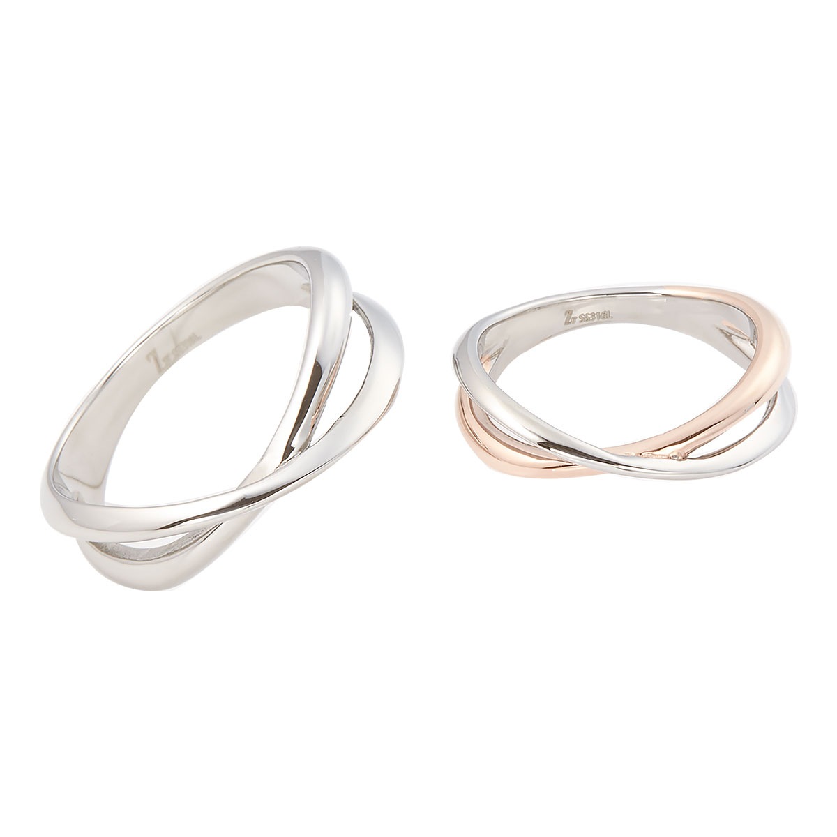 リング レディース メンズ サージカルステンレス製 ペアリング Zanipolo Terzini ザニポロタルツィーニ お肌に優しい 金属アレルギー対応 指輪 トラベルジュエリー ツートン クロス シ