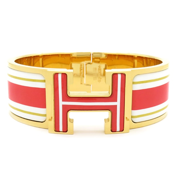 エルメス HERMES ブレスレット クリッククラックHH PM GP エナメル ホワイトX オレンジ×ゴールド Hブレス 【箱】【中古】 エルメス HERMES ブレスレット クリッククラックHH PM GP エナメル ホワイトX オレンジ×ゴールド Hブレス 【箱】【中古】