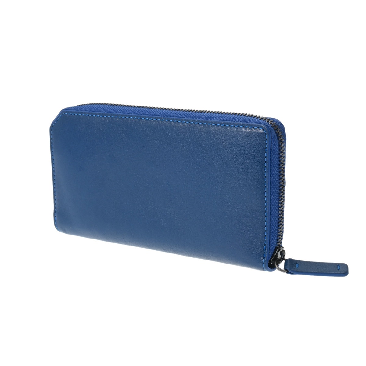 ロゴ ラウンドファスナー ブルー レディース レザー 長財布 Bランク 中古 銀蔵