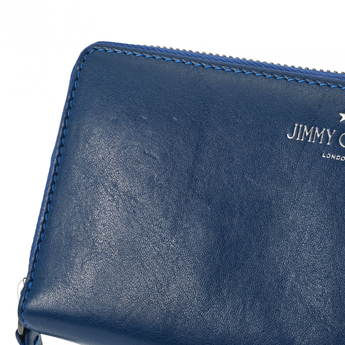 ロゴ ラウンドファスナー ブルー レディース レザー 長財布 Bランク 中古 銀蔵