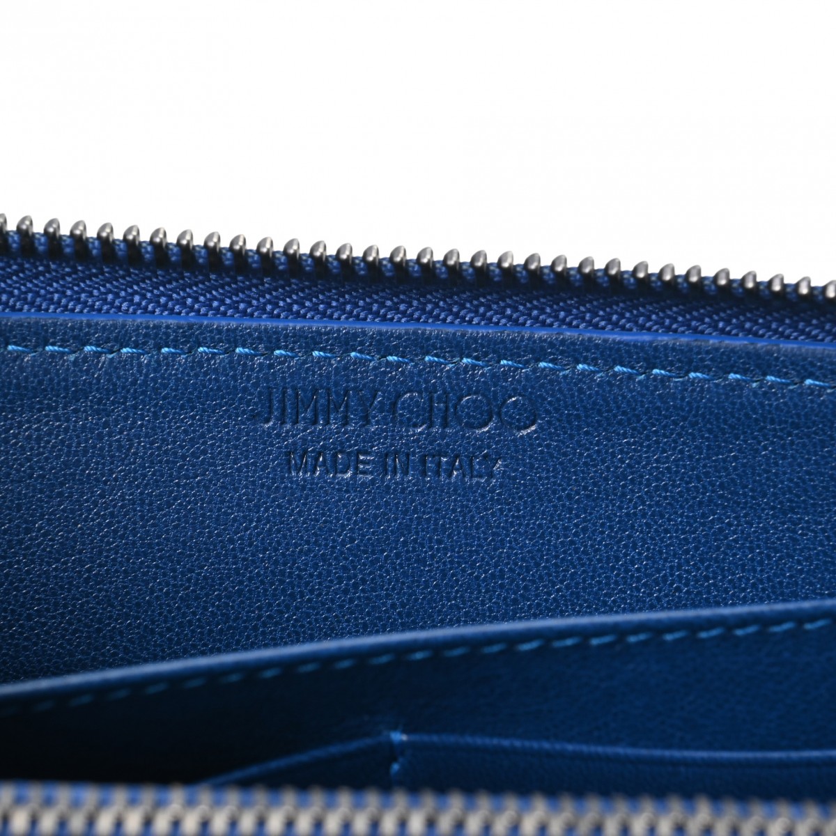 ロゴ ラウンドファスナー ブルー レディース レザー 長財布 Bランク 中古 銀蔵