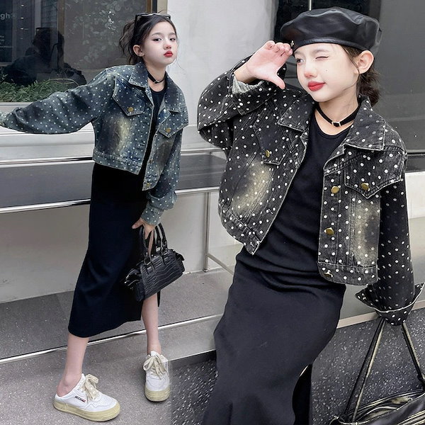 【新品】韓国子供服 デニムジャケット Gジャン ブラック 160 秋冬 キッズ服 デニムジャケット キッズ 男の子 ボーイズ 取り外し可能フード付き