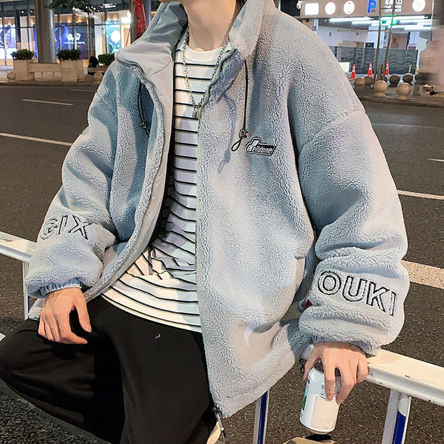 ボアジャケット モコモコ 冬 メンズ 厚手 アウター 立ち襟 フリースジャケット ジャンパー 防寒着 ボアブルゾン 保温 パーカー お洒落 ストリート 日常 アウトドア