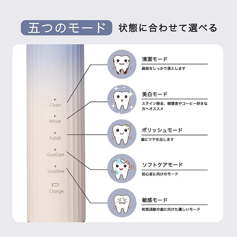 電動歯ブラシ 歯ブラシ 音波歯ブラシ 超音波歯ブラシ 口腔洗浄器 電動はぶら 充電式 IPX7防水 130日間使用可能 替えブラシ 2本 電動歯ブラシ 歯ブラシ 音波歯ブラシ 超音波歯ブラシ 口腔洗浄器 電動はぶら 充電式 IPX7防水 130日間使用可能 替えブラシ 2本