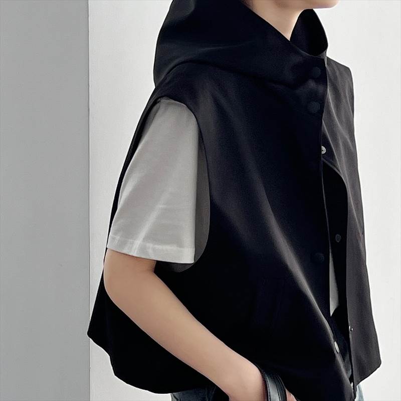 アウター ジャケット レディース 袖なし ノースリーブ Vネック フード ストリート かわいい 大人可愛い きれいめ シンプル カジュアル おしゃれ ラフ メンズライク マニッシュ ボーイッシュ スポ