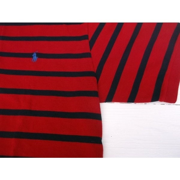 ボーイズサイズ 半袖 ボーダー ワンポイント 鹿の子 ポロシャツ レッド boys PR2-134 ボーイズサイズ 半袖 ボーダー ワンポイント 鹿の子 ポロシャツ レッド boys PR2-134