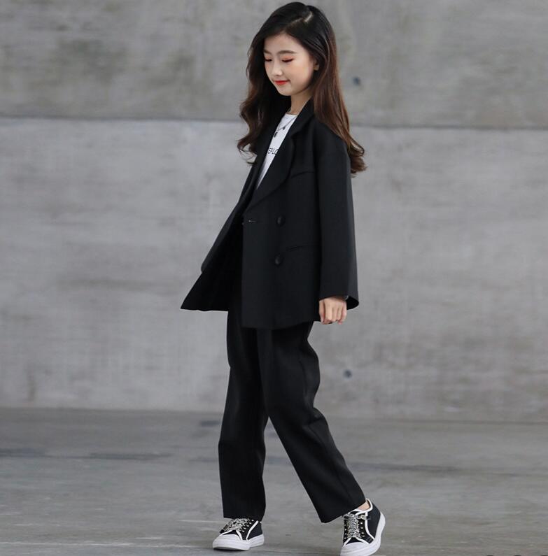 子供服 女の子スーツ 韓国風スーツ2点セットアップ　単品　フォーマルスーツセット　スーツジャケット 卒業式　入学式　KIDS SUITS パンツスーツ 小学生 中学生 発表会 お受験スーツセット120