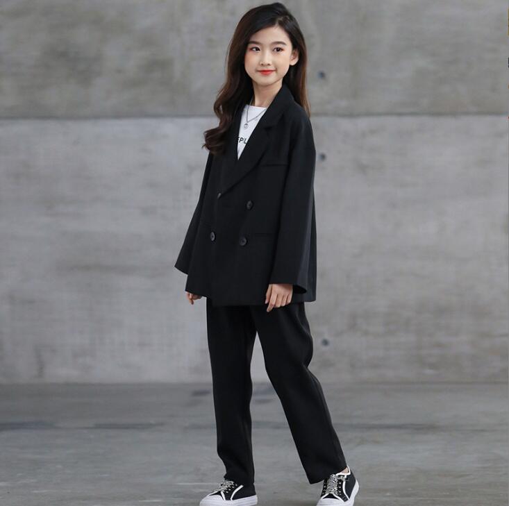 子供服 女の子スーツ 韓国風スーツ2点セットアップ　単品　フォーマルスーツセット　スーツジャケット 卒業式　入学式　KIDS SUITS パンツスーツ 小学生 中学生 発表会 お受験スーツセット120