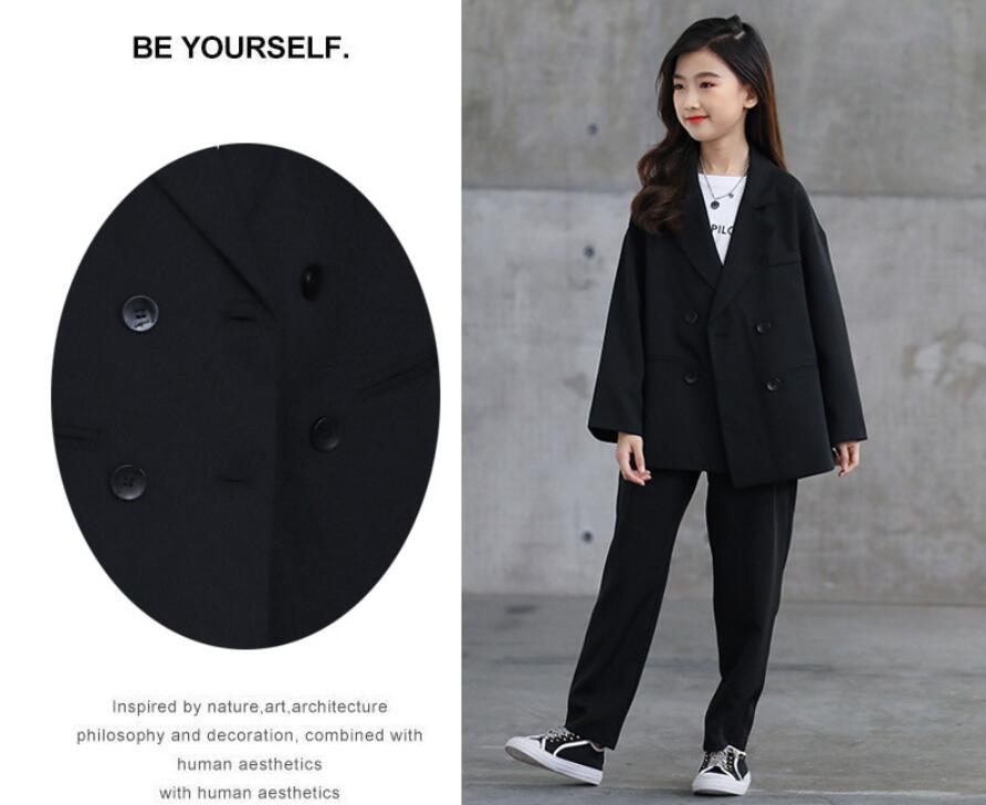 子供服 女の子スーツ 韓国風スーツ2点セットアップ　単品　フォーマルスーツセット　スーツジャケット 卒業式　入学式　KIDS SUITS パンツスーツ 小学生 中学生 発表会 お受験スーツセット120