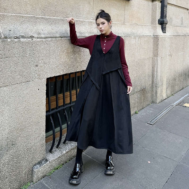 【J.Fashion】 キャミワンピース おしゃれ 袖なし ワンピースセット 個性的なデザイン レディース ノースリーブ ロングワンピース メガ割