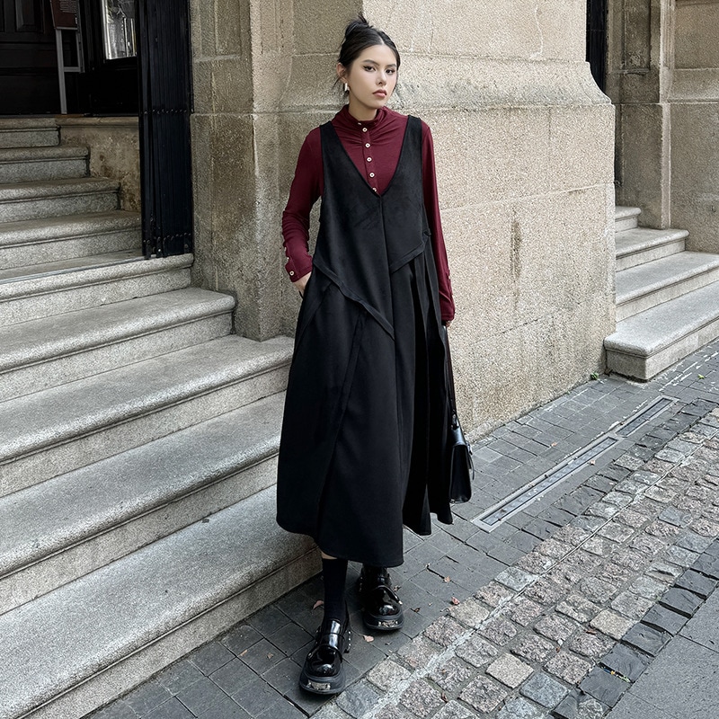 【J.Fashion】 キャミワンピース おしゃれ 袖なし ワンピースセット 個性的なデザイン レディース ノースリーブ ロングワンピース メガ割