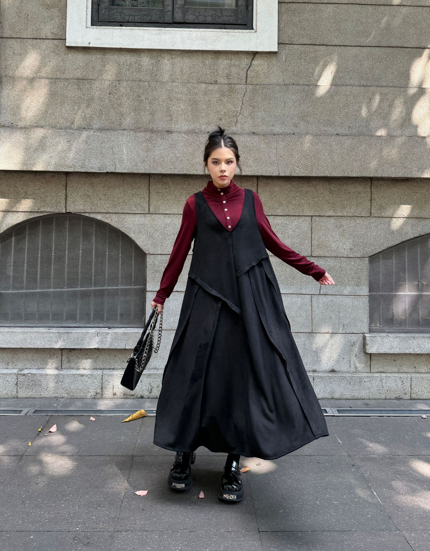 【J.Fashion】 キャミワンピース おしゃれ 袖なし ワンピースセット 個性的なデザイン レディース ノースリーブ ロングワンピース メガ割