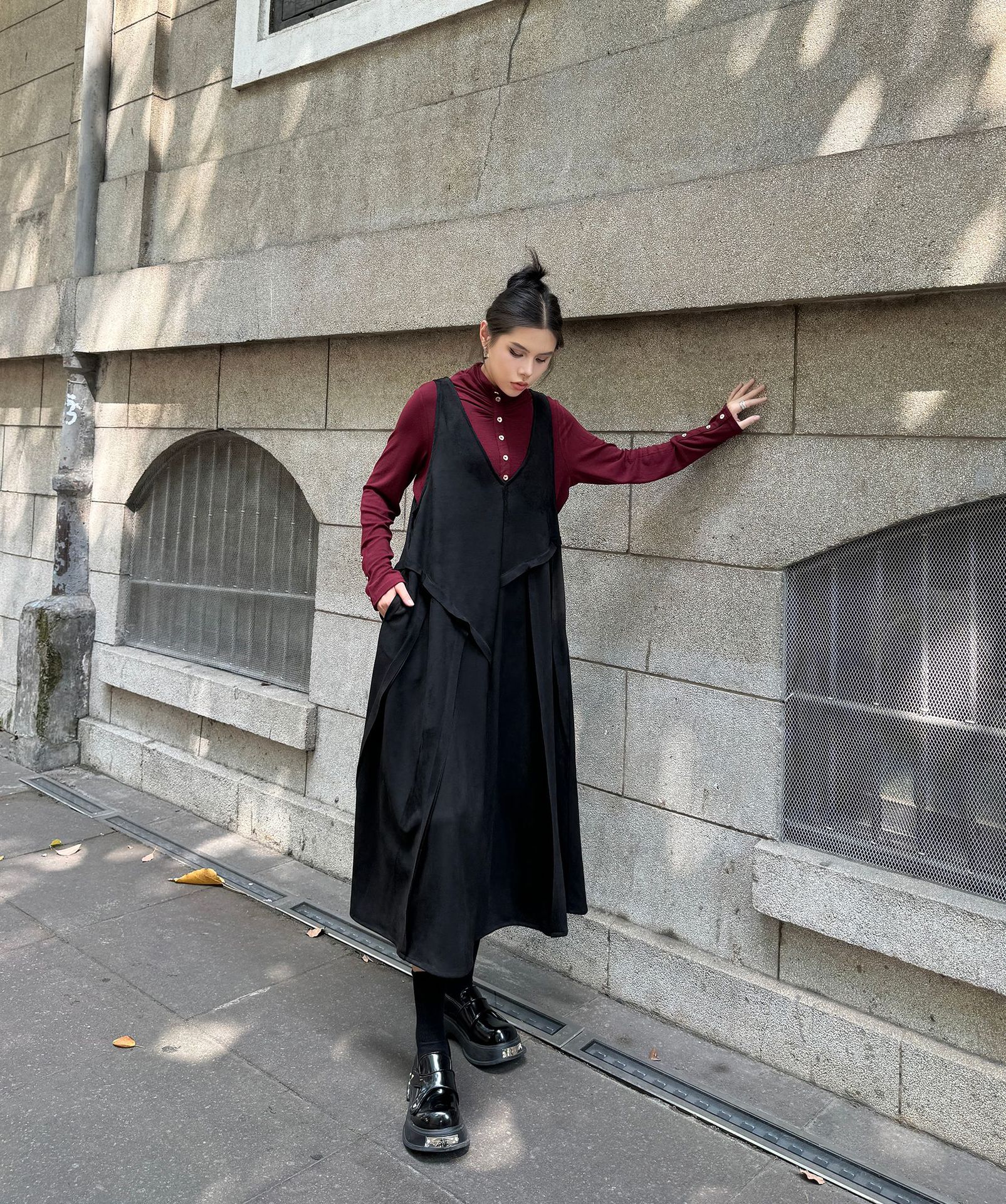 【J.Fashion】 キャミワンピース おしゃれ 袖なし ワンピースセット 個性的なデザイン レディース ノースリーブ ロングワンピース メガ割