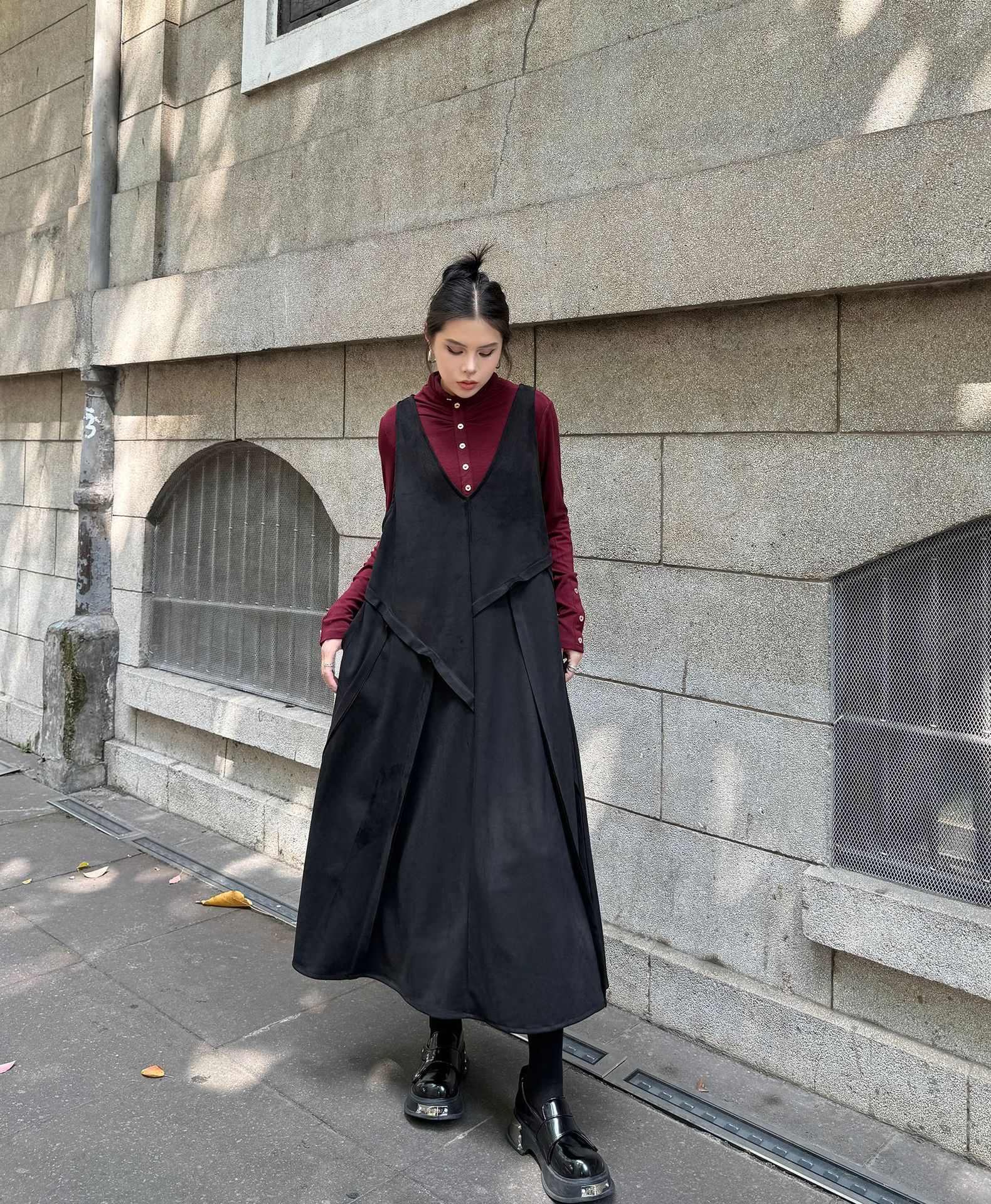 【J.Fashion】 キャミワンピース おしゃれ 袖なし ワンピースセット 個性的なデザイン レディース ノースリーブ ロングワンピース メガ割