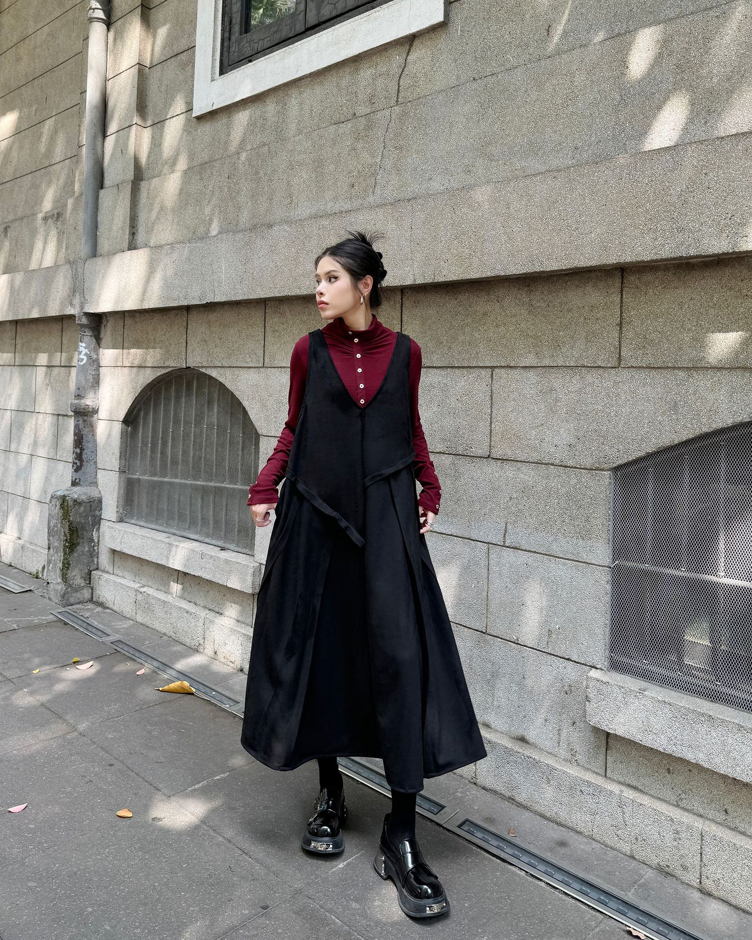 【J.Fashion】 キャミワンピース おしゃれ 袖なし ワンピースセット 個性的なデザイン レディース ノースリーブ ロングワンピース メガ割