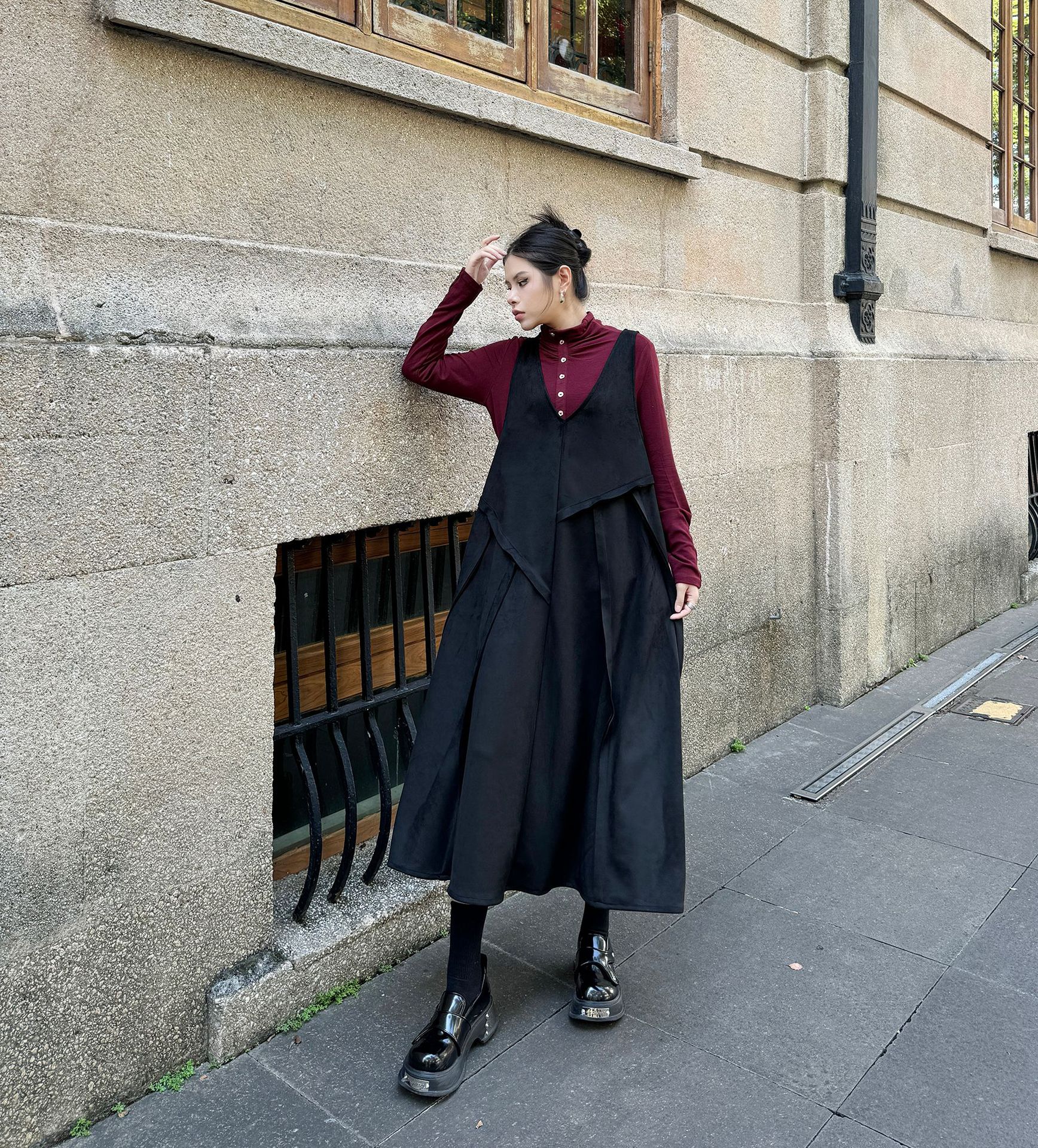 【J.Fashion】 キャミワンピース おしゃれ 袖なし ワンピースセット 個性的なデザイン レディース ノースリーブ ロングワンピース メガ割
