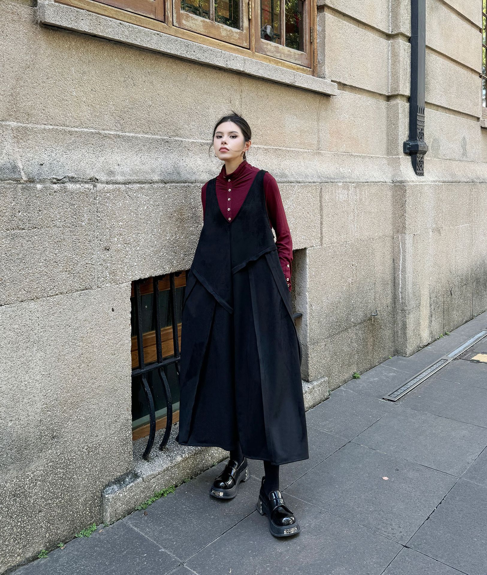 【J.Fashion】 キャミワンピース おしゃれ 袖なし ワンピースセット 個性的なデザイン レディース ノースリーブ ロングワンピース メガ割