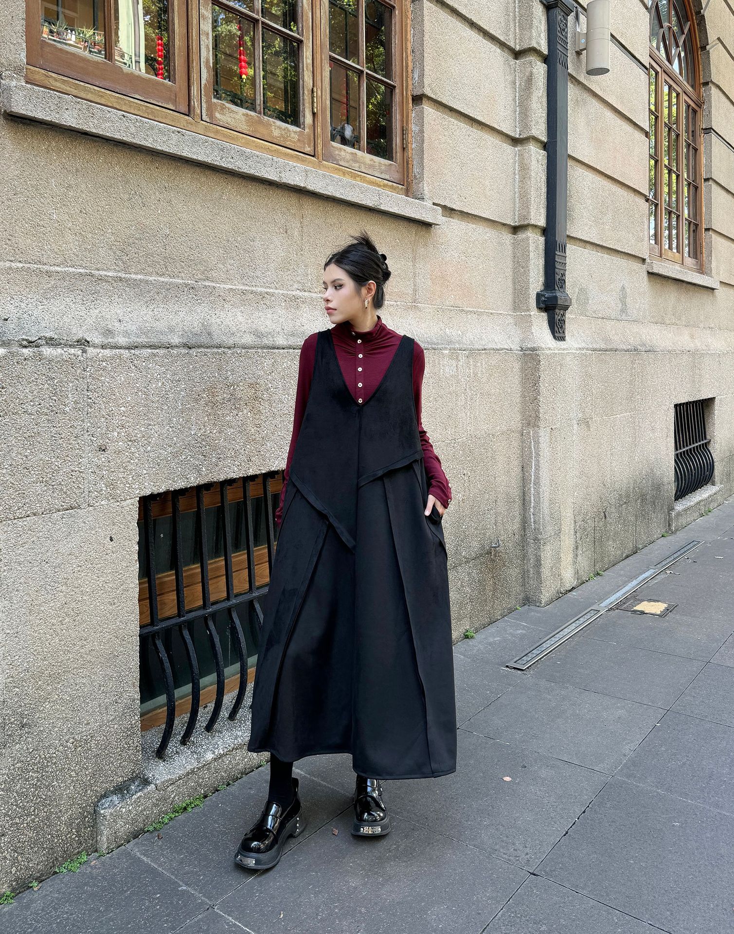 【J.Fashion】 キャミワンピース おしゃれ 袖なし ワンピースセット 個性的なデザイン レディース ノースリーブ ロングワンピース メガ割