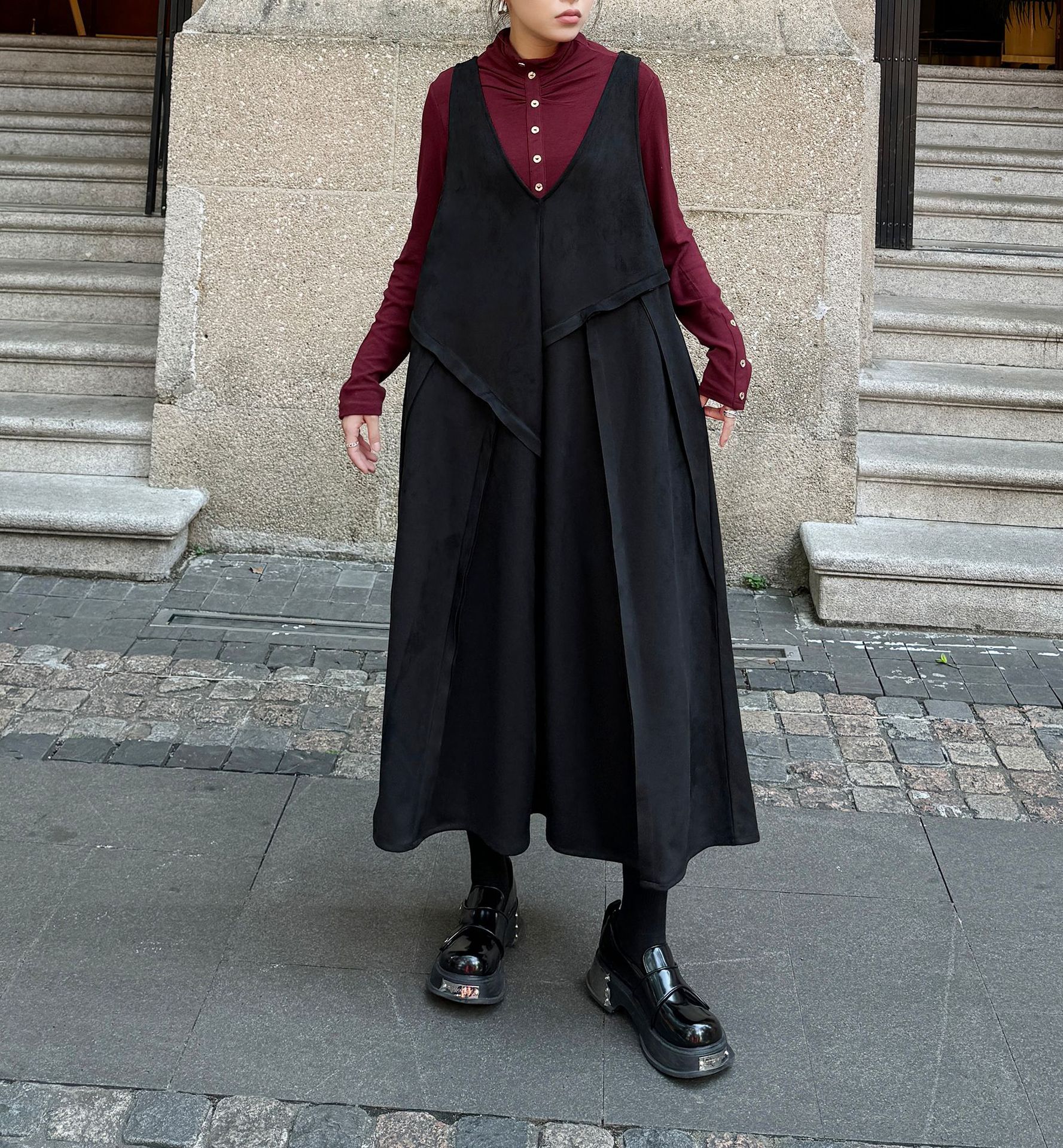 【J.Fashion】 キャミワンピース おしゃれ 袖なし ワンピースセット 個性的なデザイン レディース ノースリーブ ロングワンピース メガ割