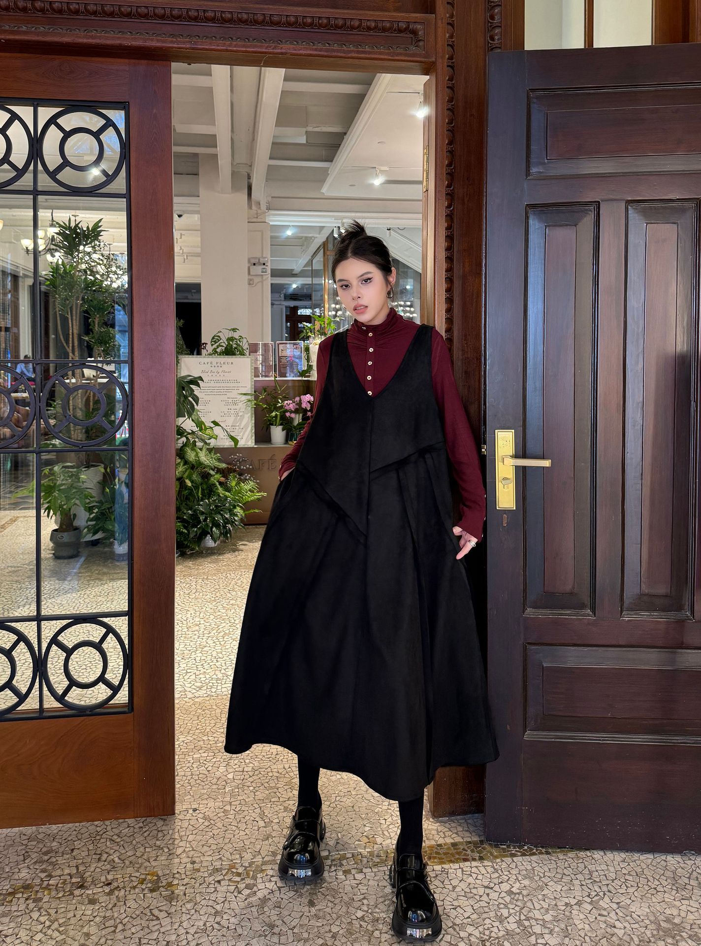 【J.Fashion】 キャミワンピース おしゃれ 袖なし ワンピースセット 個性的なデザイン レディース ノースリーブ ロングワンピース メガ割