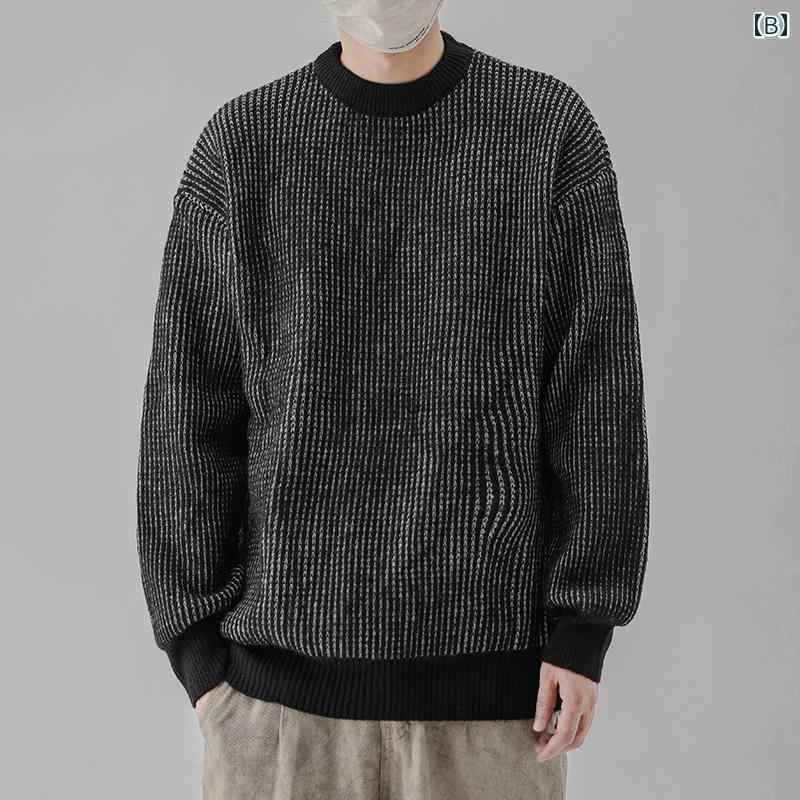 秋冬 コーデ メンズ 服 シンプル ファッション オシャレ 大人 かっこいい 大きいサイズ ストリート 紳士服 アメリカン ヘビー セーター ラウンドネック プルオーバー ストライプ レイヤリング イ 秋冬 コーデ メンズ 服 シンプル ファッション オシャレ 大人 かっこいい 大きいサイズ ストリート 紳士服 アメリカン ヘビー セーター ラウンドネック プルオーバー ストライプ レイヤリング イ