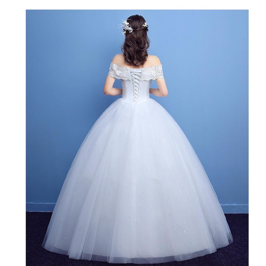 パーティードレス ウエディングドレス オフショルダー ロングドレス プリンセスドレス ステージ衣装