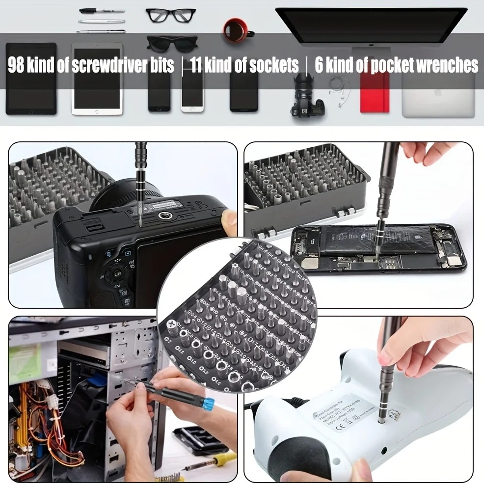 電話修理クランプスクリーンクランプ固定クリップツール117 in 1精密ドライバーセット電子修理ツールキット 電話修理クランプスクリーンクランプ固定クリップツール117 in 1精密ドライバーセット電子修理ツールキット