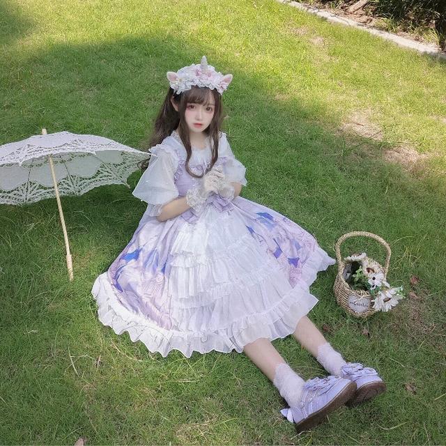 コスプレロリータ脚魅せミニスカートロリータ洋天空の城開襟ガーターjskワンピースレディースドレス韓国ファッション_1