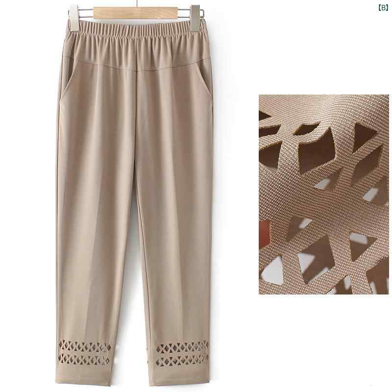 レディース ファッション おしゃれ 春夏 秋　冬 大人 上品 高級 マダム プレゼント 敬老日　おばあちゃん 夏 九分丈 パンツ 薄手 ハイウエスト ストレート カジュアル グラニー
