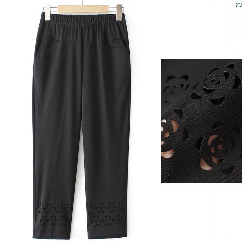 レディース ファッション おしゃれ 春夏 秋　冬 大人 上品 高級 マダム プレゼント 敬老日　おばあちゃん 夏 九分丈 パンツ 薄手 ハイウエスト ストレート カジュアル グラニー