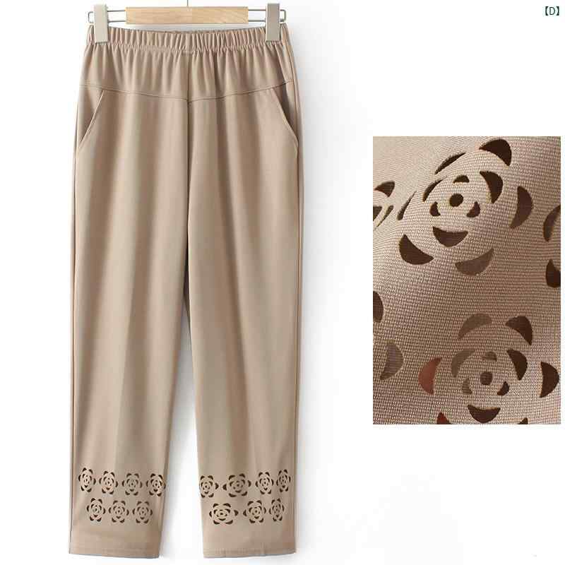 レディース ファッション おしゃれ 春夏 秋　冬 大人 上品 高級 マダム プレゼント 敬老日　おばあちゃん 夏 九分丈 パンツ 薄手 ハイウエスト ストレート カジュアル グラニー