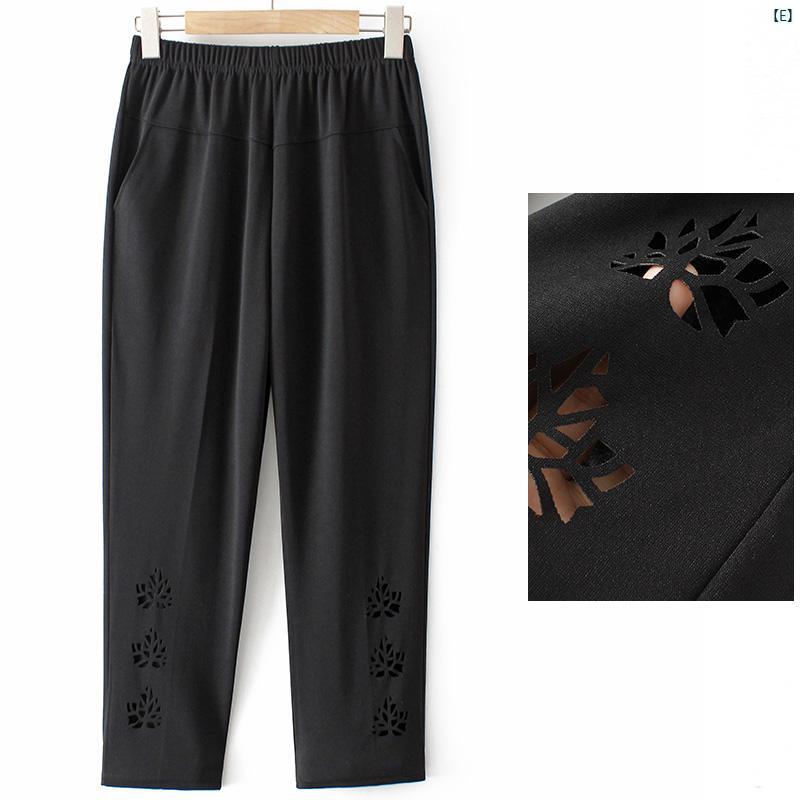 レディース ファッション おしゃれ 春夏 秋　冬 大人 上品 高級 マダム プレゼント 敬老日　おばあちゃん 夏 九分丈 パンツ 薄手 ハイウエスト ストレート カジュアル グラニー