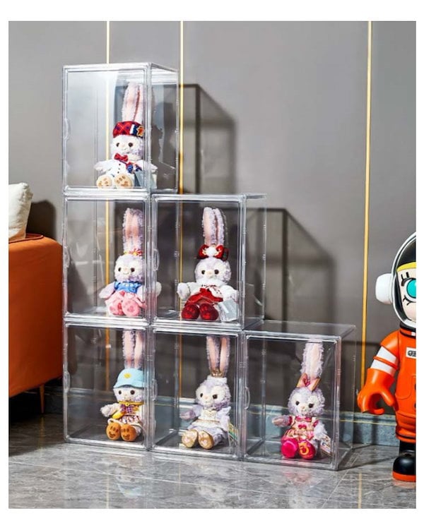 アイドルキャラクター ぬいぐるみ ガラスケース付き Qoo10] ぬいぐるみ収納ケース ディスプレイケース
