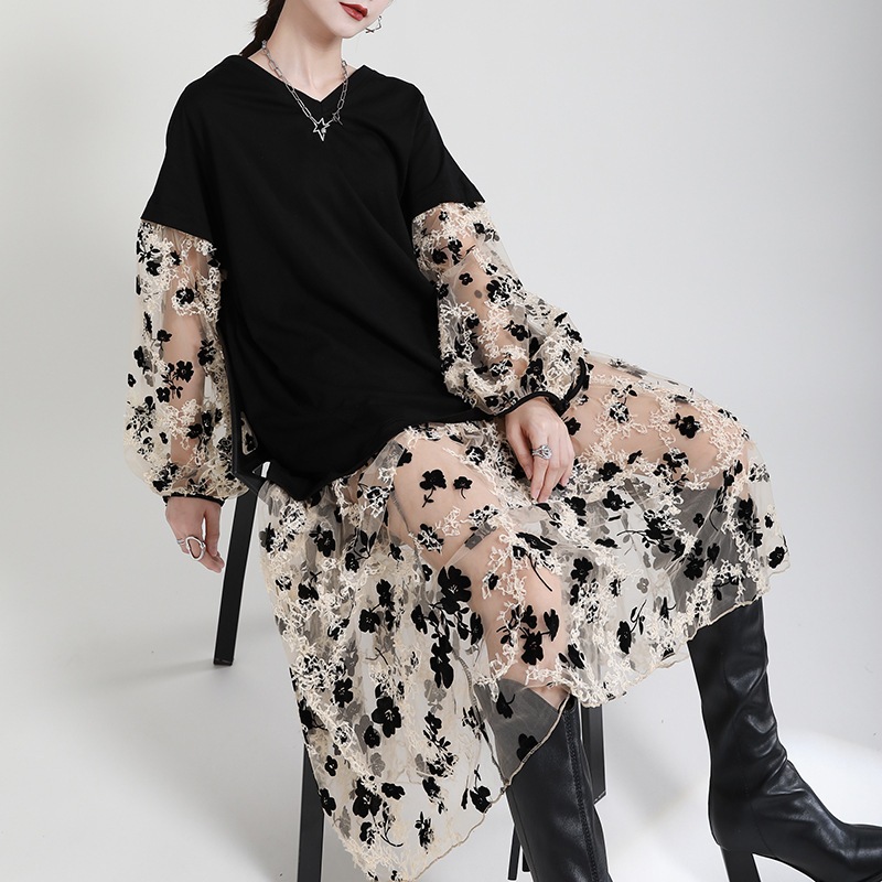 ワンピース レディース ワンピース キレイめ 膝丈ワンピース 秋 シフォンワンピ 花柄 ロング丈ワンピ オシャレ Vネックワンピース 通勤 着痩せ 88clb10.org