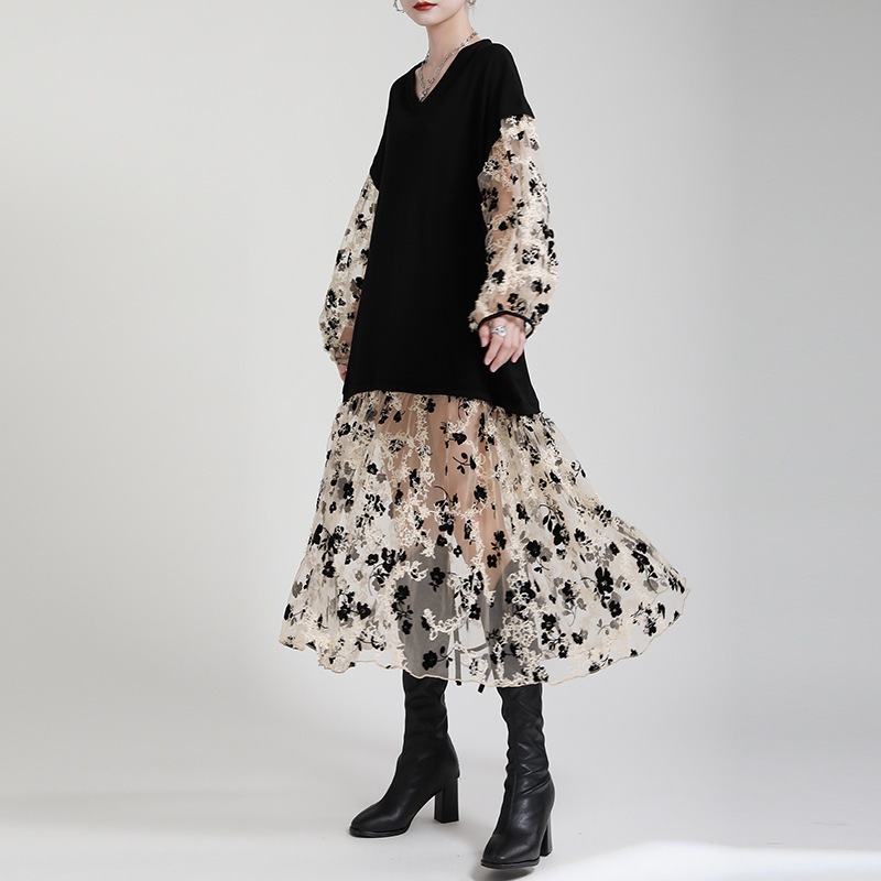 ワンピース レディース ワンピース キレイめ 膝丈ワンピース 秋 シフォンワンピ 花柄 ロング丈ワンピ オシャレ Vネックワンピース 通勤 着痩せ 88clb10.org