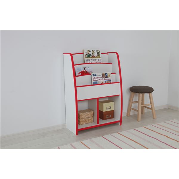 子供用 マガジンラック/雑誌収納 (幅62.7cm ホワイト) 日本製 高耐久 知育家具 EVAキッズシリーズ (完成品)