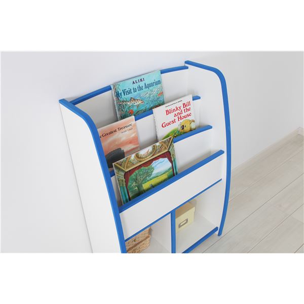 子供用 マガジンラック/雑誌収納 (幅62.7cm ホワイト) 日本製 高耐久 知育家具 EVAキッズシリーズ (完成品)