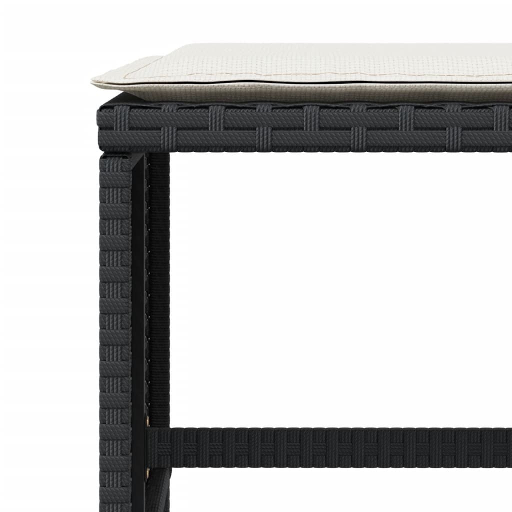 ガーデンスツール クッション付き 4点 ブラック 41x41x36 cm ポリラタン製