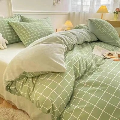 冬のサンゴのベッドの上に牛乳のフランネルのベルベットが4点セットシーツが3点セットベッド笠が3点セッ