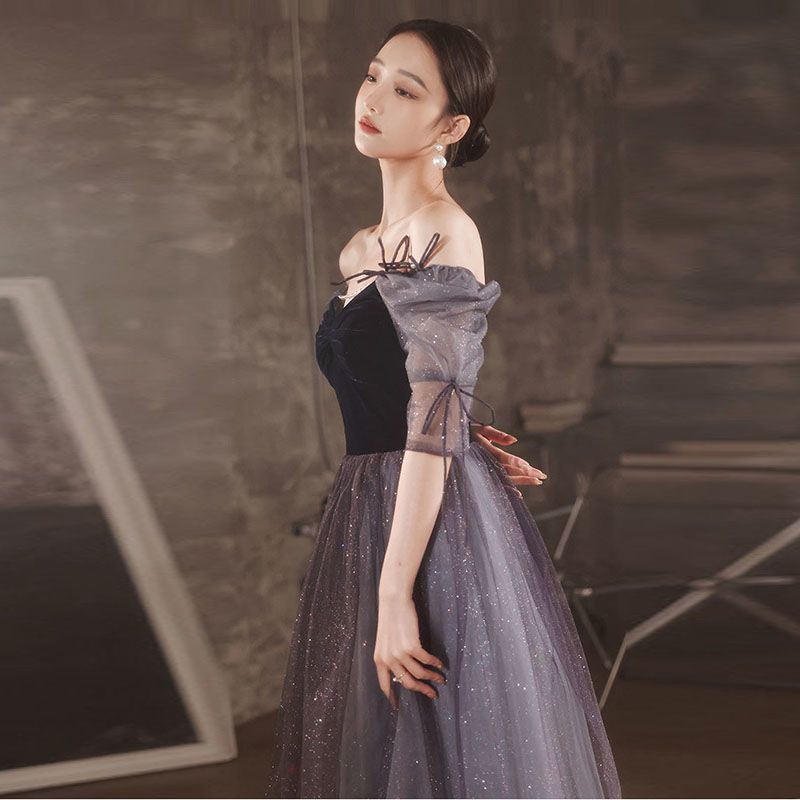 パフスリーブ イブニングドレス 宴会司会者 ファンタジー 妖精 精霊 暴走姫 星空 プリンセスドレス