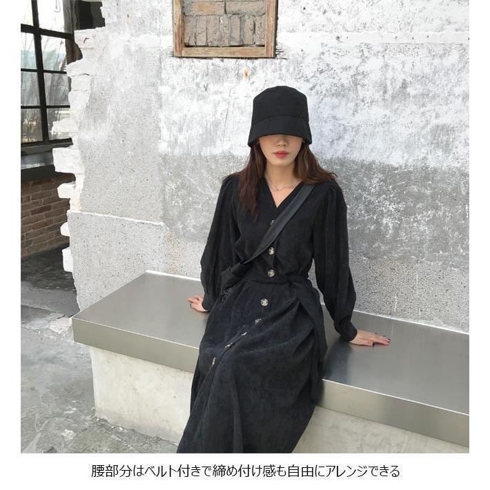 春 夏 長袖ワンピース レディース ワンピース Vネック レトロ ロングワンピ ベルト付き 女性 ドレス チュニック ロング 無地